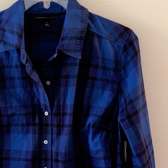 Lane Bryant Blue Plaid Button Front Top ~ Size 16 - Picture 7 of 7